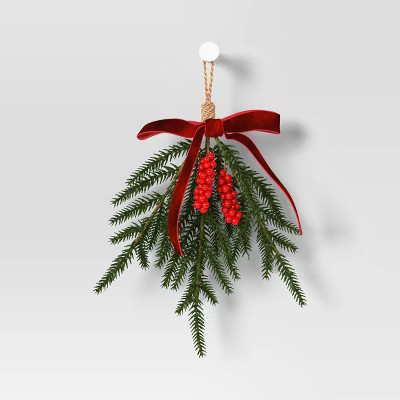 Christmas Set of 4 Mini Swag Red Berries and Red Bow - Wondershop™ | Target