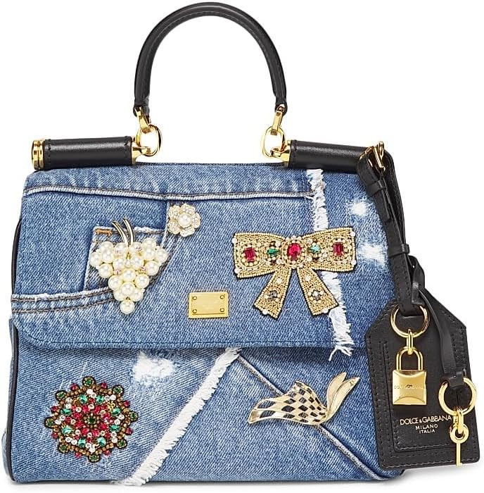 Amazon.com: Dolce&Gabbana, Like A Virgin Embellished Denim Top Handle Bag, Blue Multicolor : Luxu... | Amazon (US)