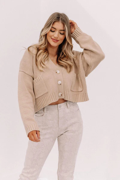 Beige Cropped Cardigan | Lane 201 Boutique