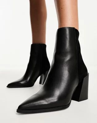 ALDO Coanad heeled ankle boots in black leather | ASOS | ASOS (Global)