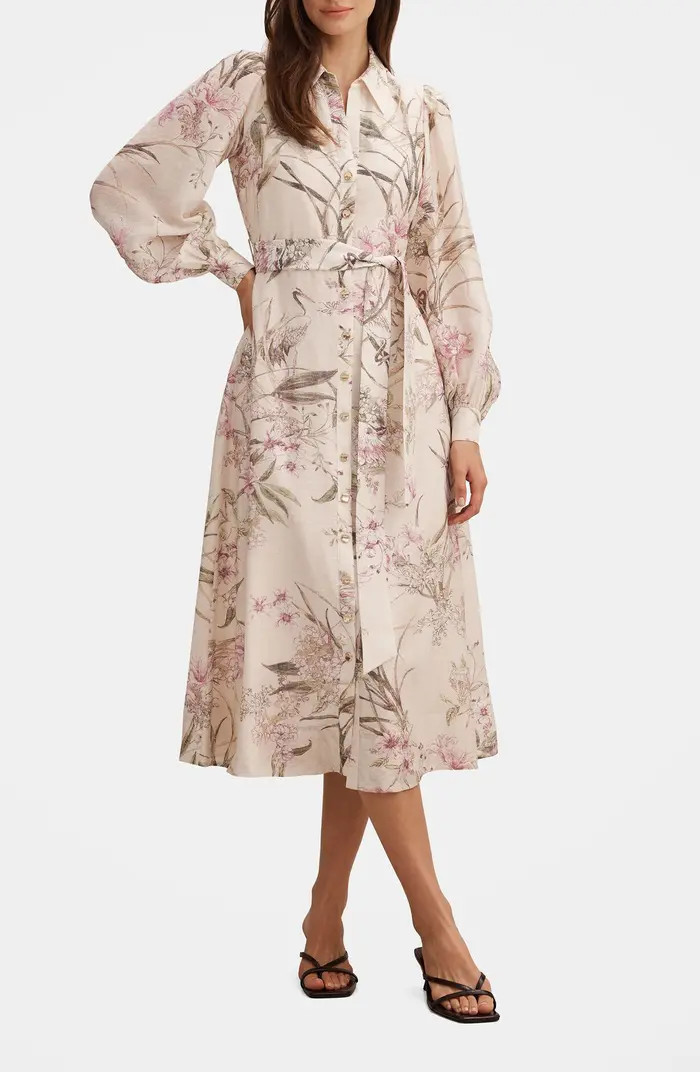 Ever New Hazel Long Sleeve Floral Print Midi Shirtdress | Nordstrom | Nordstrom