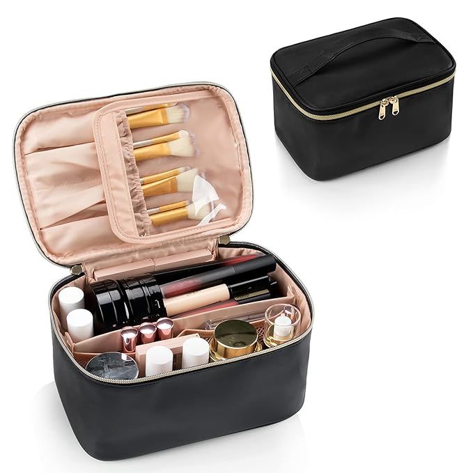 OCHEAL Makeup Bag, Portable Cosmetic Bag, Large Capacity Travel Makeup Case Organizer, Black Make... | Amazon (US)