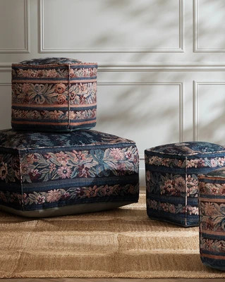 Cambria Woven Pouf Blue/36 | McGee & Co. (US)