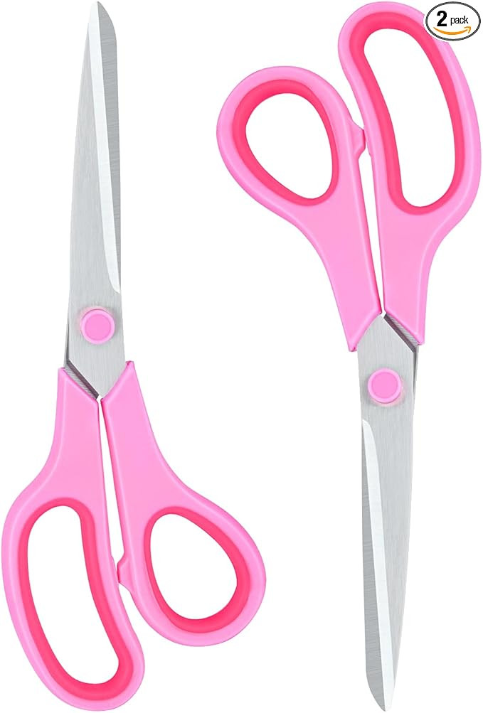 Scissors for Office Home School Craft Sewing Fabric Supplies(Pink), 8 Inch | Amazon (US)