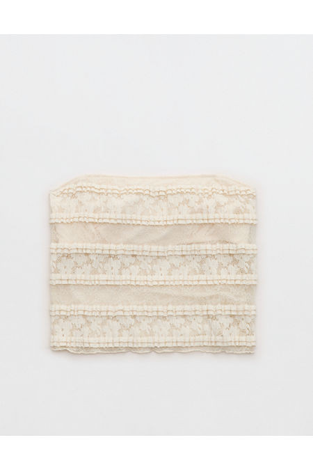 Show Off Festival Lace Ruffle Tank Top Women's Natural XXS | Aerie