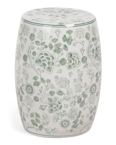 18in ceramic hydrangea chinoiserie stool | TJ Maxx