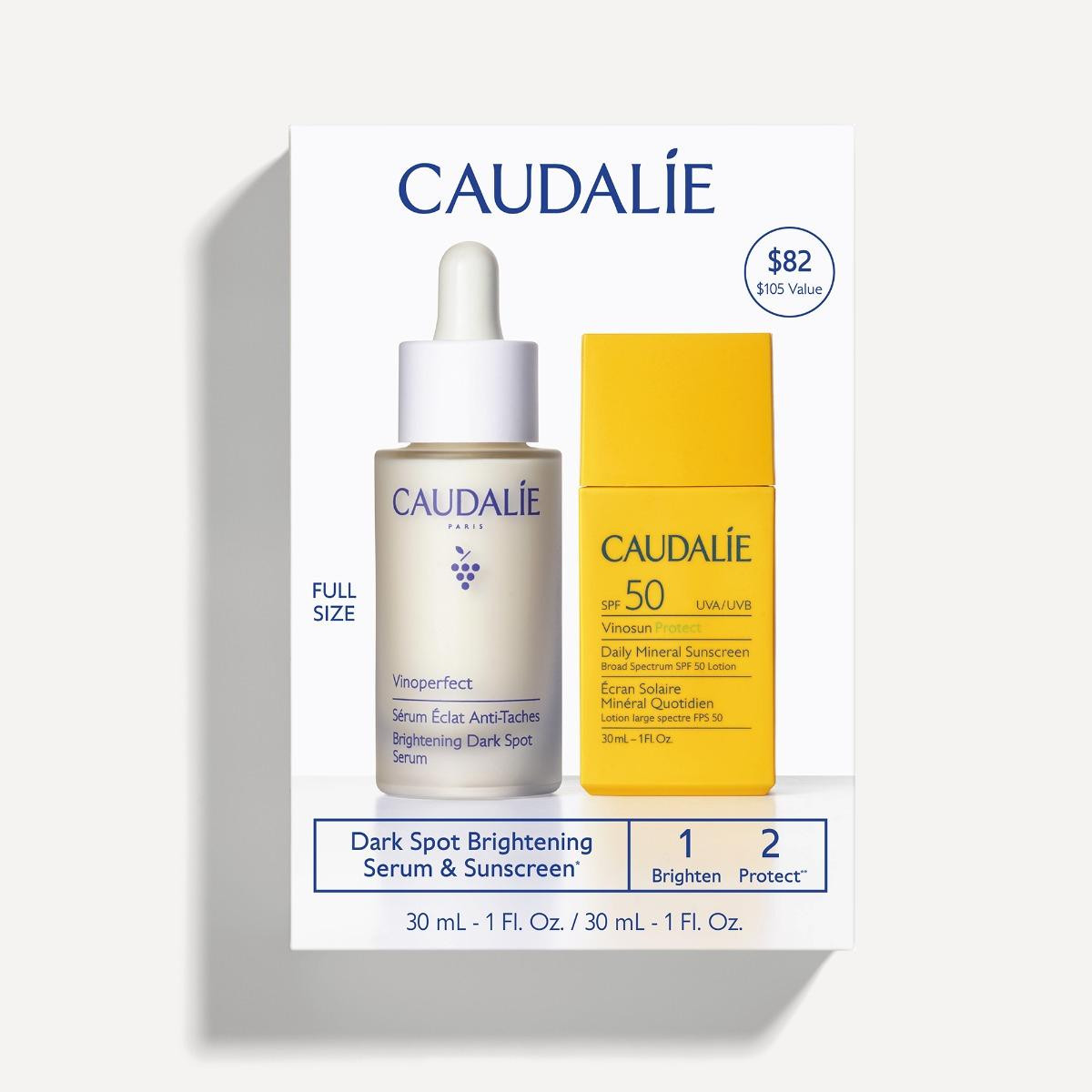 Dark Spot Brightening Serum & Sunscreen SPF 50 Set | Caudalie USA