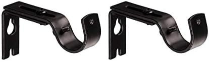 Amazon Basics Adjustable Curtain Rod Wall Bracket Hooks, Set of 2, Dark Bronze | Amazon (US)