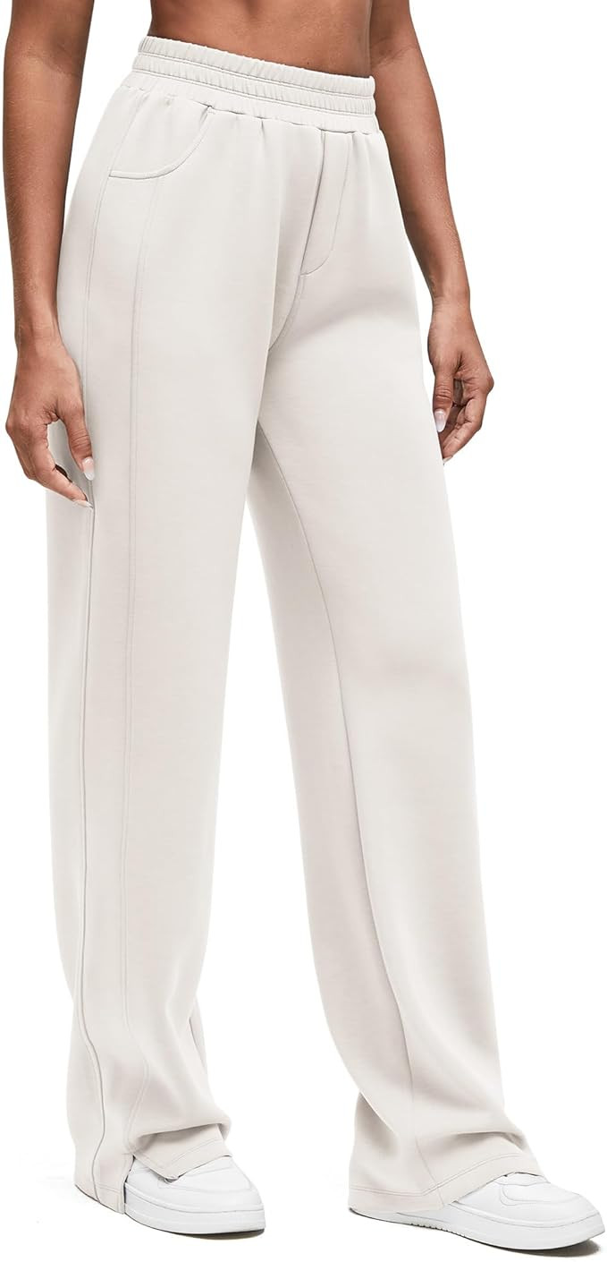 G4Free Smoofit Modal Soft Women Wide Leg Sweatpants High Waisted Side Slit Casual Pants with Pock... | Amazon (US)