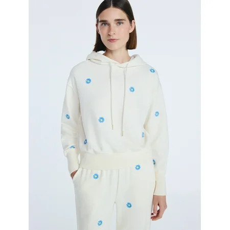 Free Assembly Women’s and Women’s Plus Cropped Embroidered Pullover Hoodie Sweatshirt, Sizes XS-4X | Walmart (US)