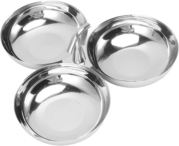 304 Stainless Steel Modern Snack Dish, 3 IN 1 Fruit Bowl, Reusable Dessert Plates, Fruit Plate fo... | Amazon (US)