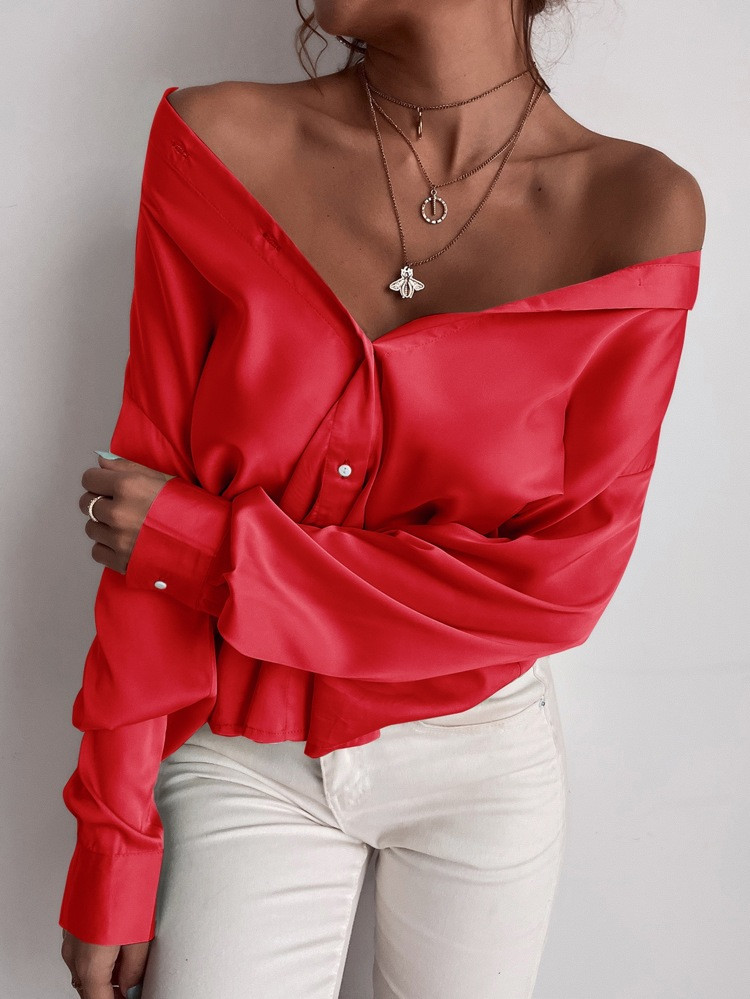 Button Up Solid Tunic Shirt | SHEIN