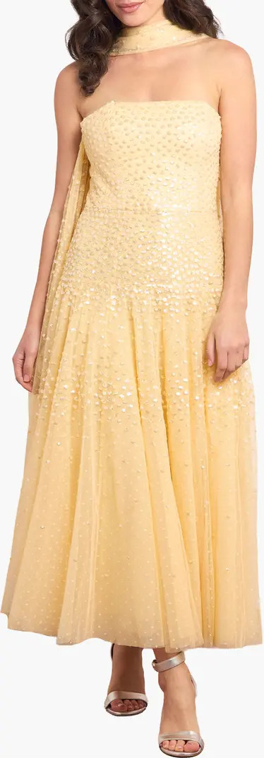 Sunrise Sequin Strapless Cape Dress | Nordstrom