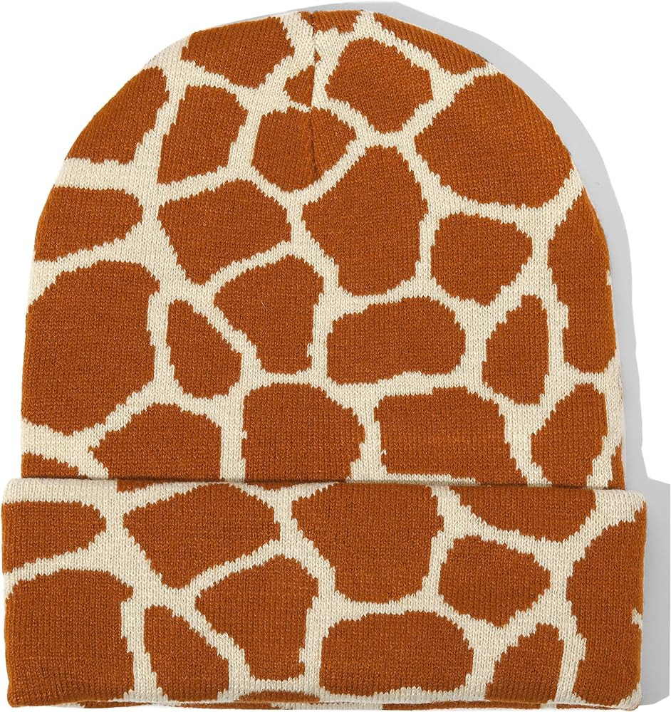Camo Beanie Hat for Men Women Giraffe Cow Print Leopard Cheetah Print Gifts Knit Hat Funny Animal... | Amazon (US)
