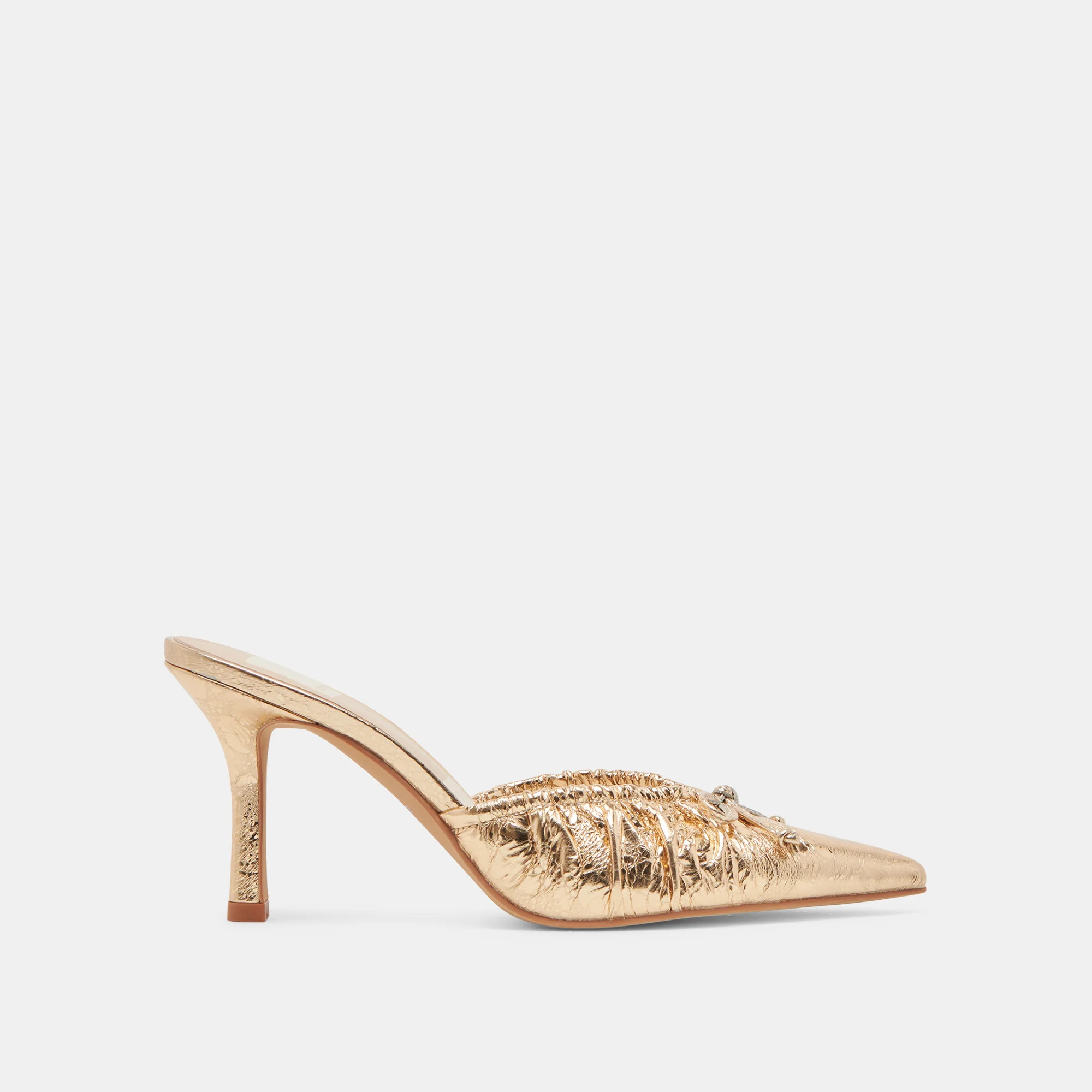 Kairi Heels Gold Distressed Leather | DolceVita.com