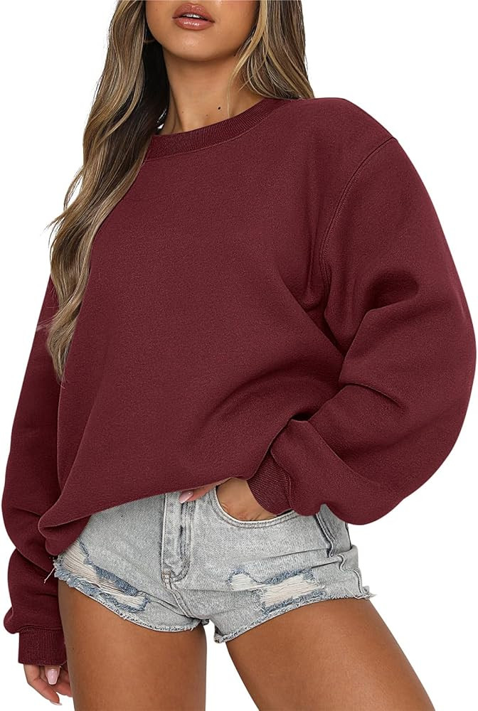 ANRABESS Sweatshirt for Women Oversized Crewneck 2026 Fall Outfits     Long Sleeve Cute Fleece Pu... | Amazon (US)