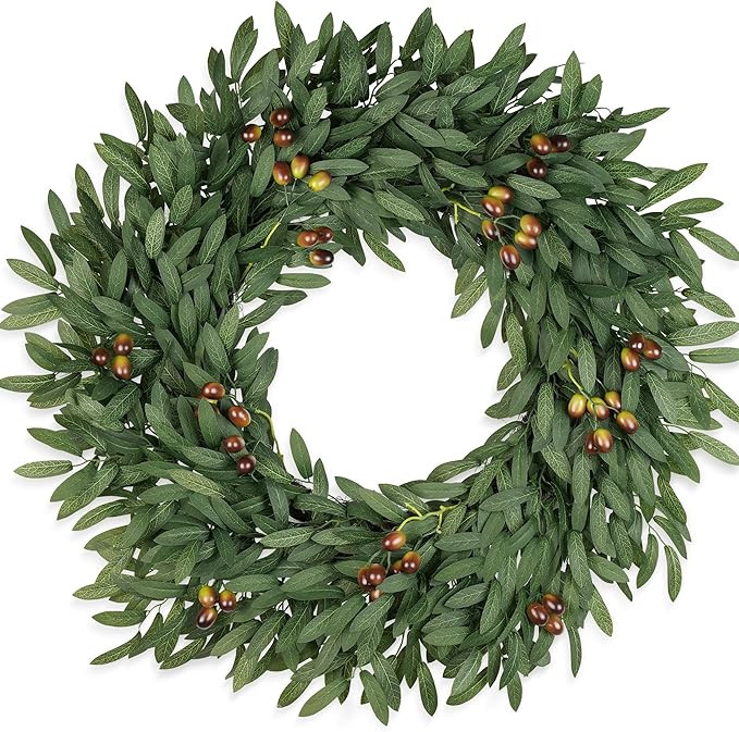 26 Inch Olive Wreaths for Front Door, Artificial Large Spring Summer All Seasons Year Round Green... | Amazon (US)