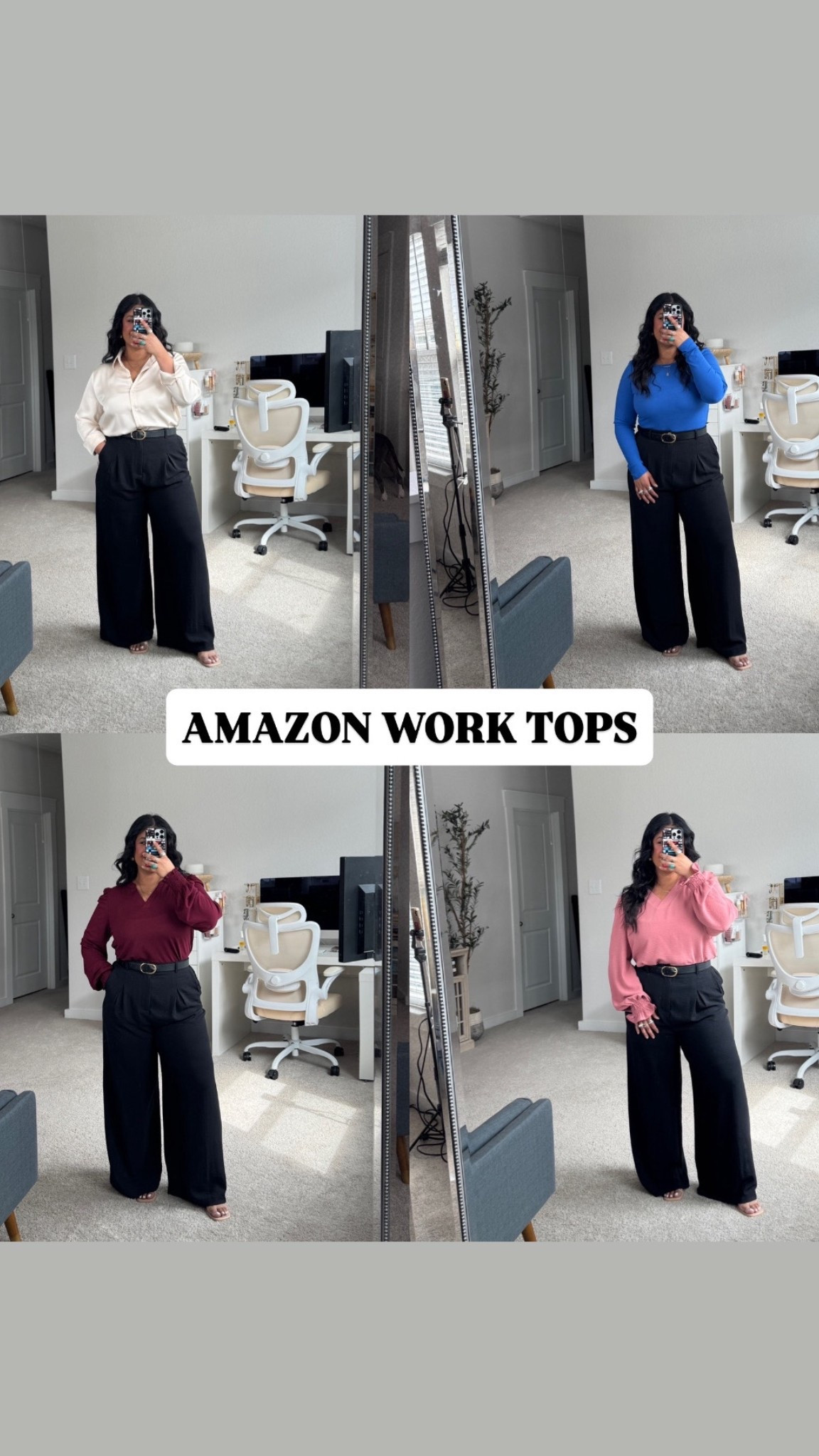 I’m 5’1”, size 12. I’m wearing a large in all tops, all true to size! Pants are also SO comfy, have a stretchy waist, and are a very lightweight material. I’m wearing a large in the pants with a 2.5in heel.⁣ 

#LTKMidsize #LTKWorkwear #LTKPetite