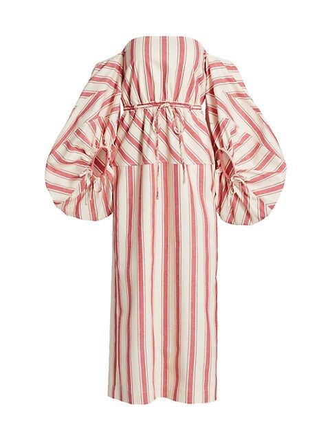 Balloon Sleeve Striped Midi Dress | Saks Fifth Avenue