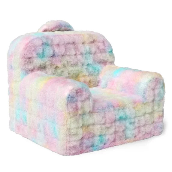 Mainstays Kids Compressed Foam Faux Fur Chair, Multicolor | Walmart (US)