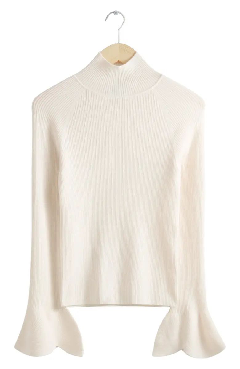 & Other Stories Flare Cuff Wool Blend Rib Turtleneck Sweater | Nordstrom | Nordstrom