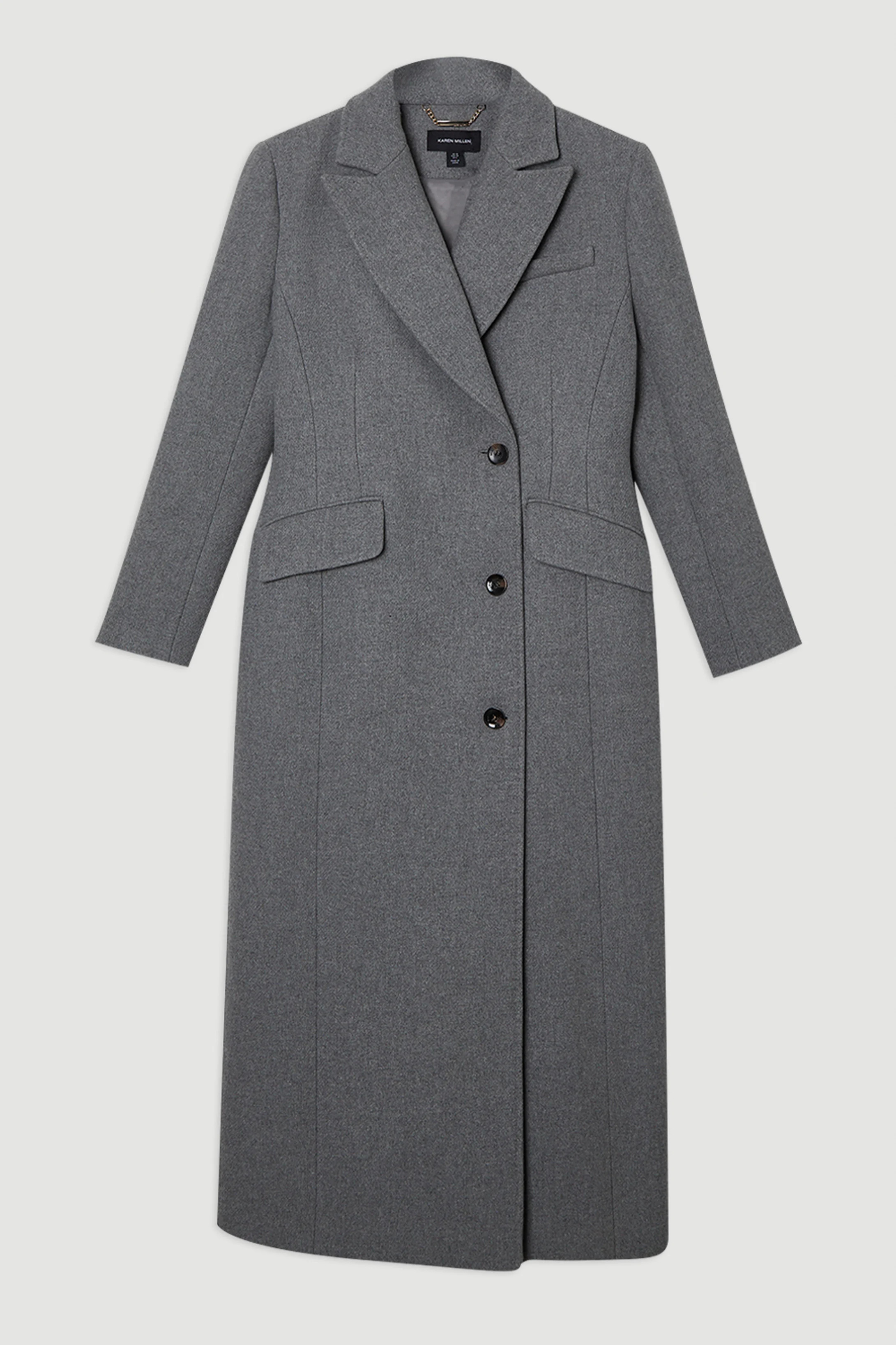 Wool Blend Tailored Fitted Maxi Coat | Karen Millen US