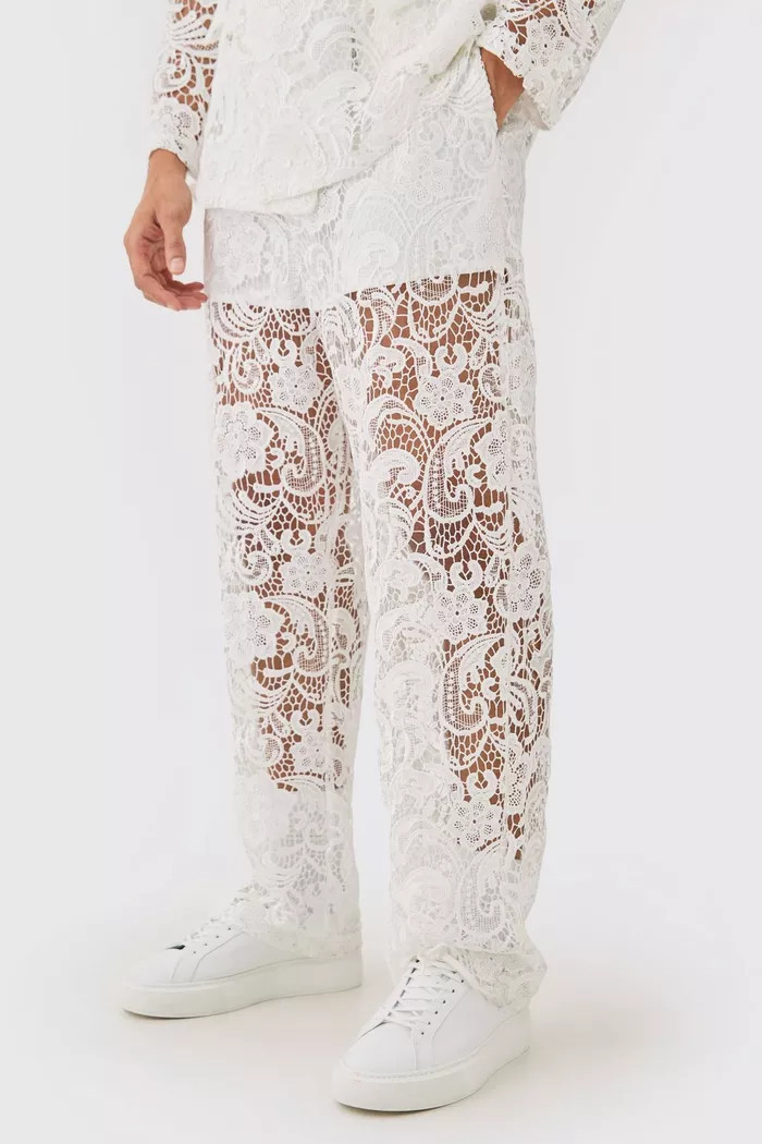 Relaxed Fit Lace Suit Trouser | boohoo (US & Canada)