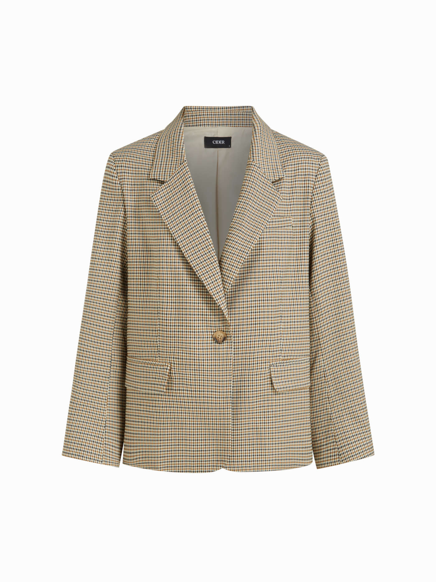 Geweven Gingham Notched Collar Oversized Blazer For Werk | Cider