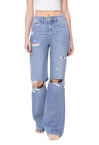 Flying Monkey Super High Rise 90's Vintage Flare Jeans Medium Blue F5312-32 | Amazon (US)