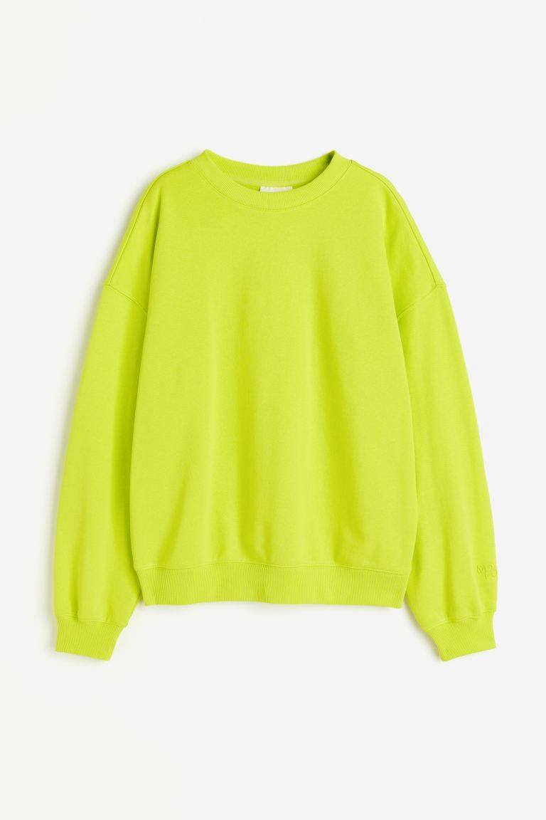 Oversized Sports Sweatshirt - Neon green - Ladies | H&M US | H&M (US + CA)