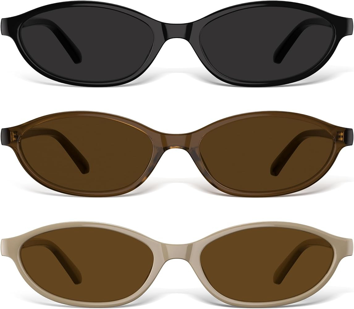 Sunglasses Womens Retro Oval Sunglasses for Women - Cat Eye 90s Glasses Y2K UV400 Lightweight Nar... | Amazon (US)