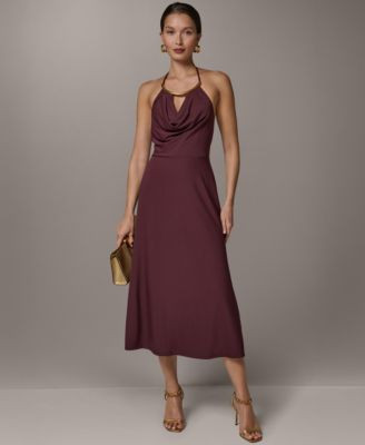 Women's Halter Hardware Neck Detail Midi Dress | Macy's