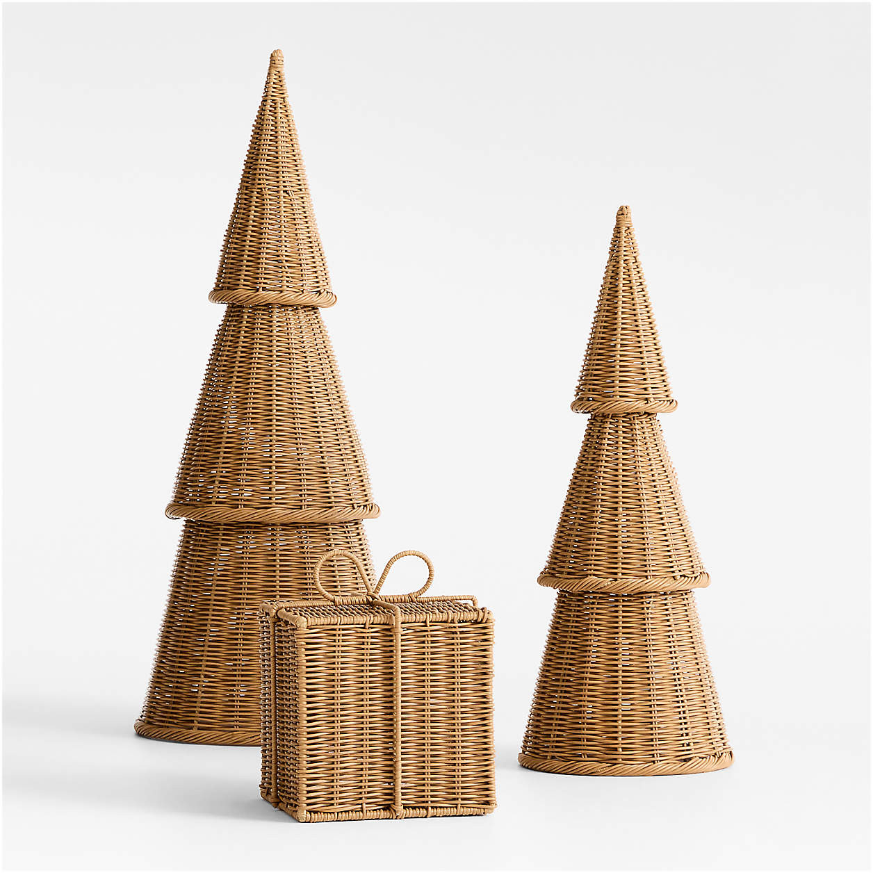 Alford Rattan Front Porch Decor, Set of 3 | Crate & Barrel | Crate & Barrel