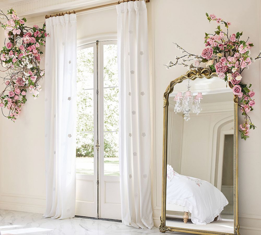 LoveShackFancy Embellished Rosette Curtain | Pottery Barn (US)