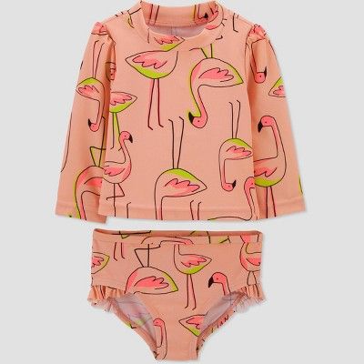 Baby Girls' 2pc Flamingo Long Sleeve Rash Guard Set - Just One You® made by carter's Pink | Target