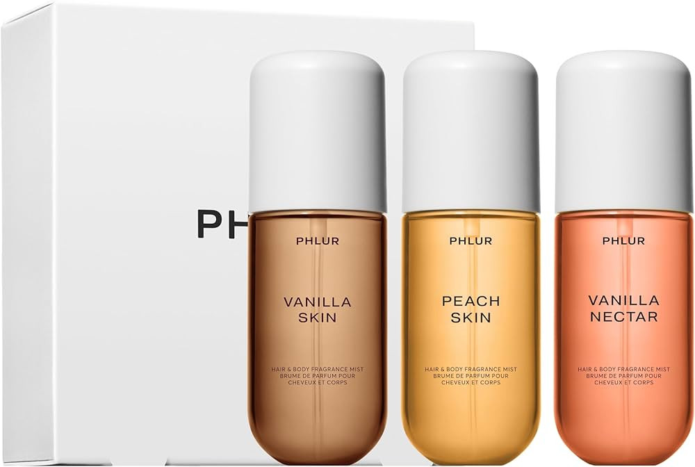 PHLUR Vanilla Peach Trio ($75 Value) - Exclusive 3pc Travel Size Body Mist Set ft. Vanilla Skin, ... | Amazon (US)