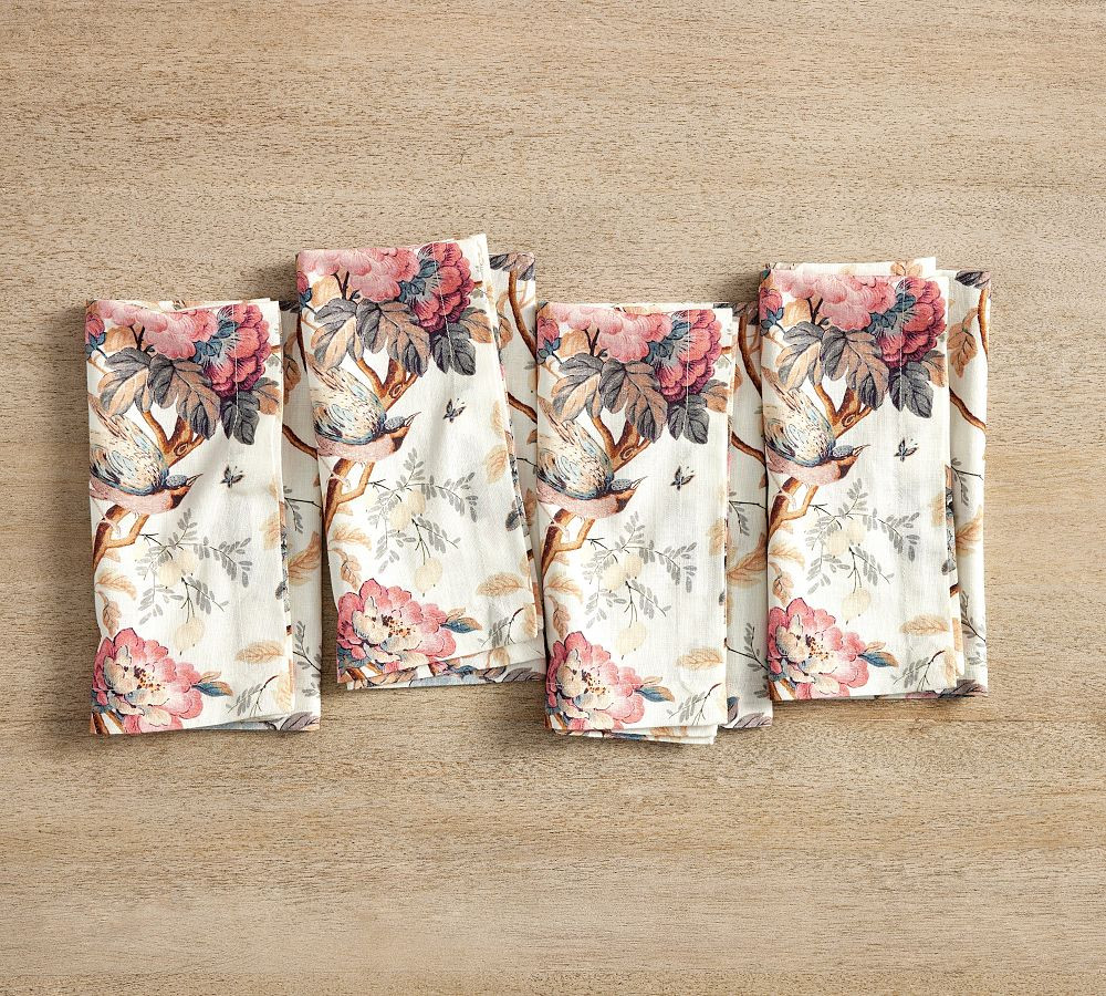 Piper Floral Cotton/Linen Napkins - Set of 4 | Pottery Barn (US)