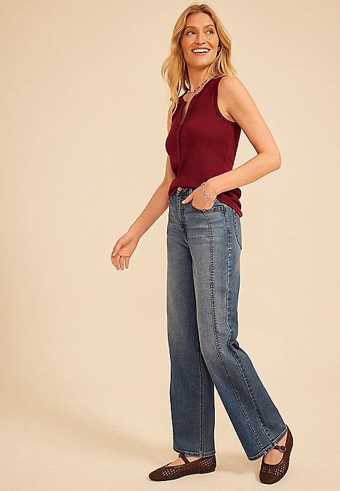 Ribbed Henley Tank Top | Maurices