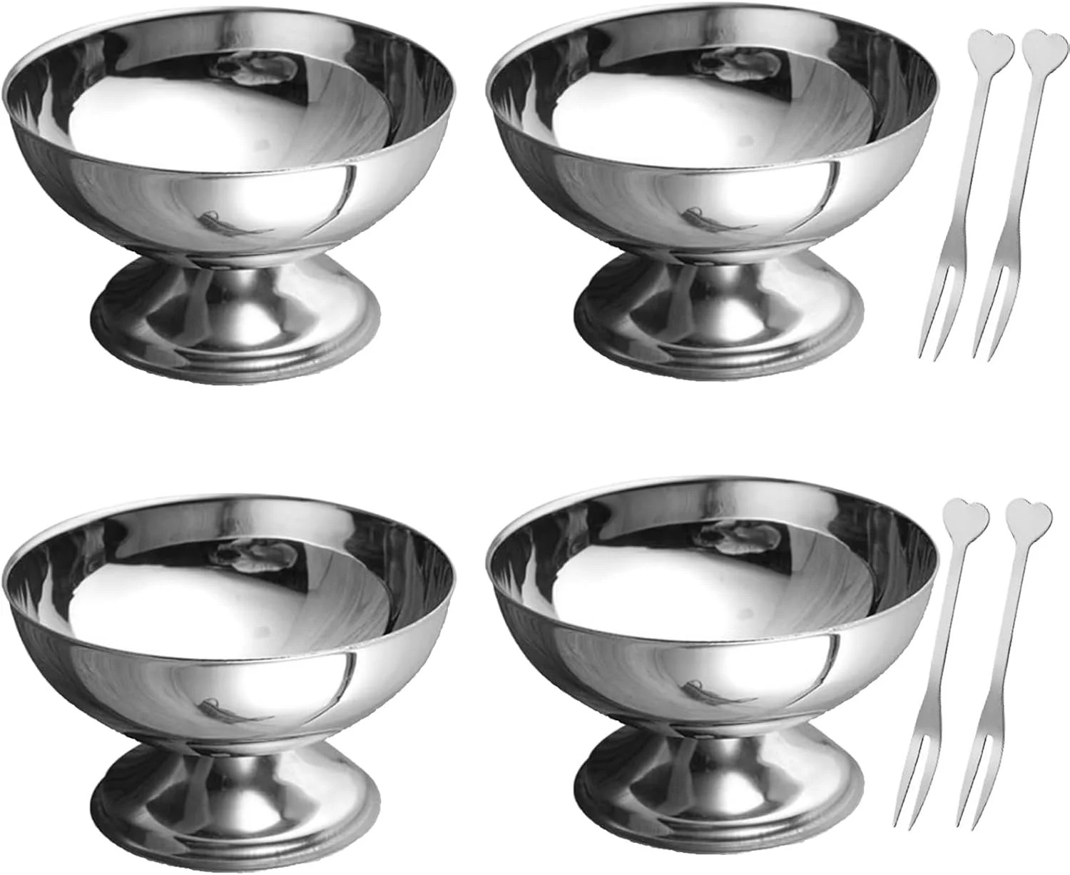 Silver Ice Cream Bowls, Silver Footed Dessert Cups for Sundae, Fruit, Snacks, Appetizers – Reus... | Walmart (US)