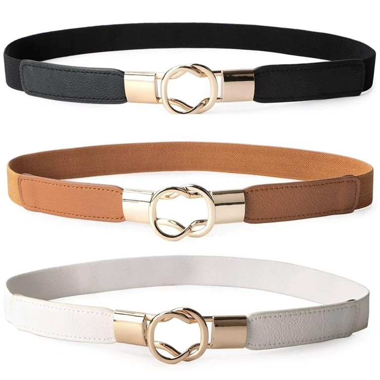JASGOOD 3 Pack Women Belts Retro Elastic Stretchy Skinny Belt for Dresses | Walmart (US)