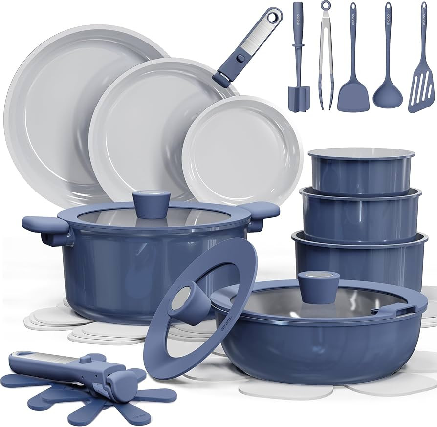 CAROTE 27pcs Ceramic Cookware Set Nonstick, Pots and Pans Set Non Stick, Non Toxic Cookware Detac... | Amazon (US)