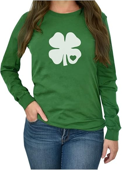 St Patricks Day Shirt Women Teen Girls Irish Shamrock Long Sleeve T-Shirt | Amazon (US)