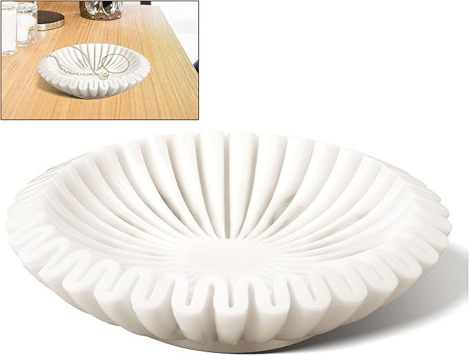 Decorative Ruffle Bowl, Marble Stone Bowl Scallop Tray, 10in 63.3oz Ruffle Marble Decorative Bowl... | Amazon (US)