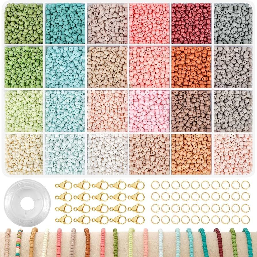 3mm Glass Seed Beads for Bracelets Making, Friendship Bracelet Making Kit for Girls, 24 Colors Be... | Amazon (US)
