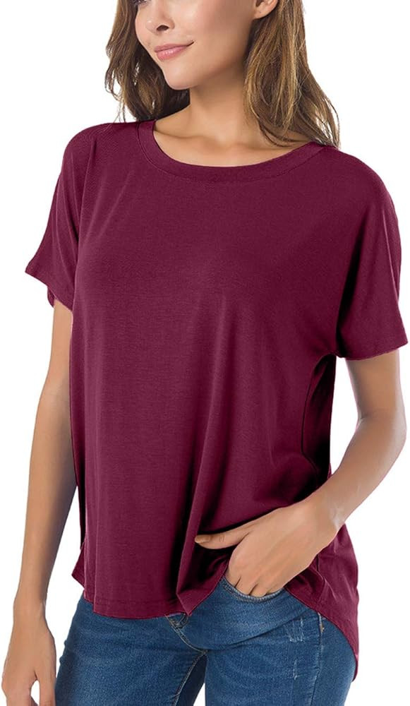 Herou Casual Summer Short Sleeve High Low Loose T Shirt Basic Tees Tops for Women | Amazon (US)