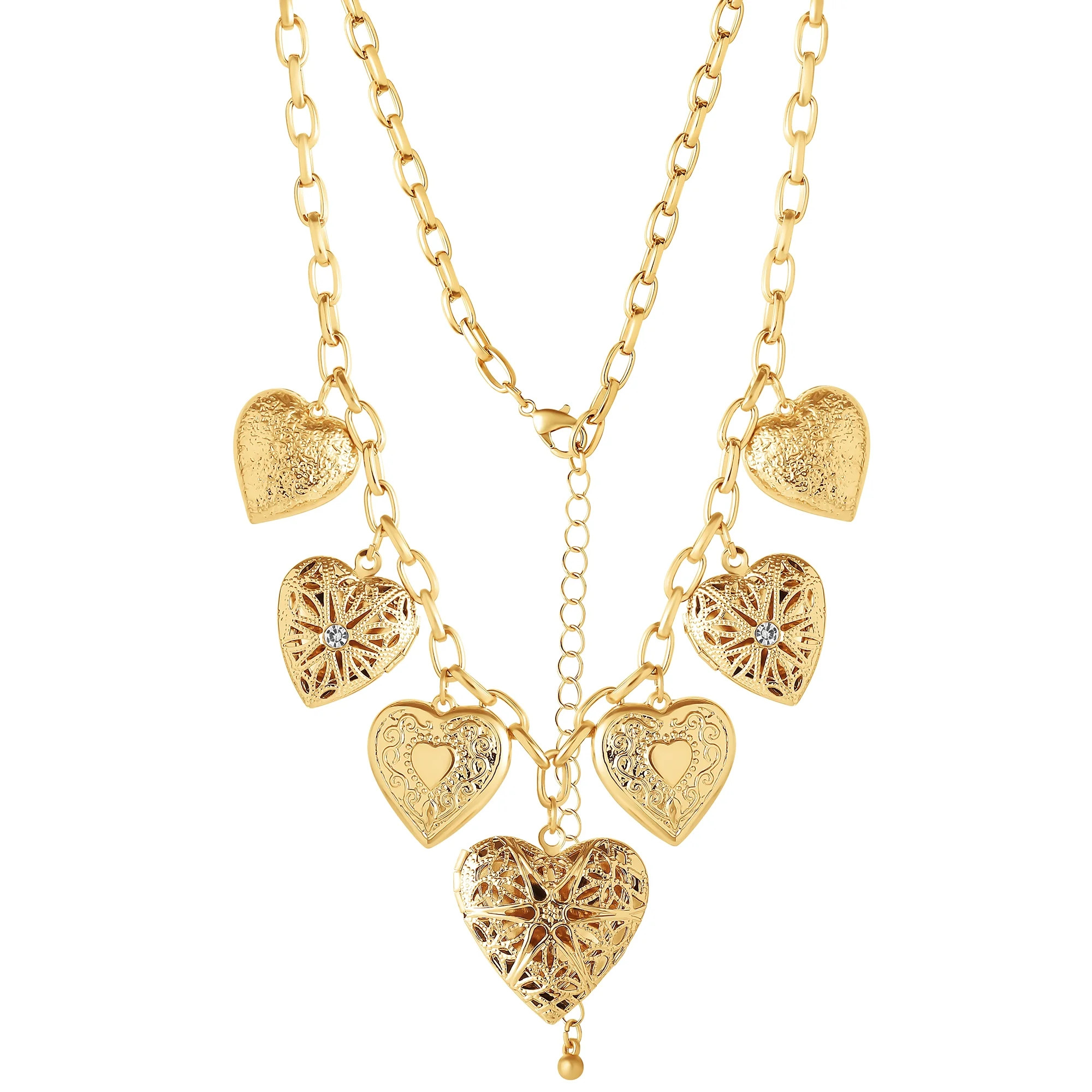 Jessica Simpson Women's Multi Heart Charm Necklace | Walmart (US)