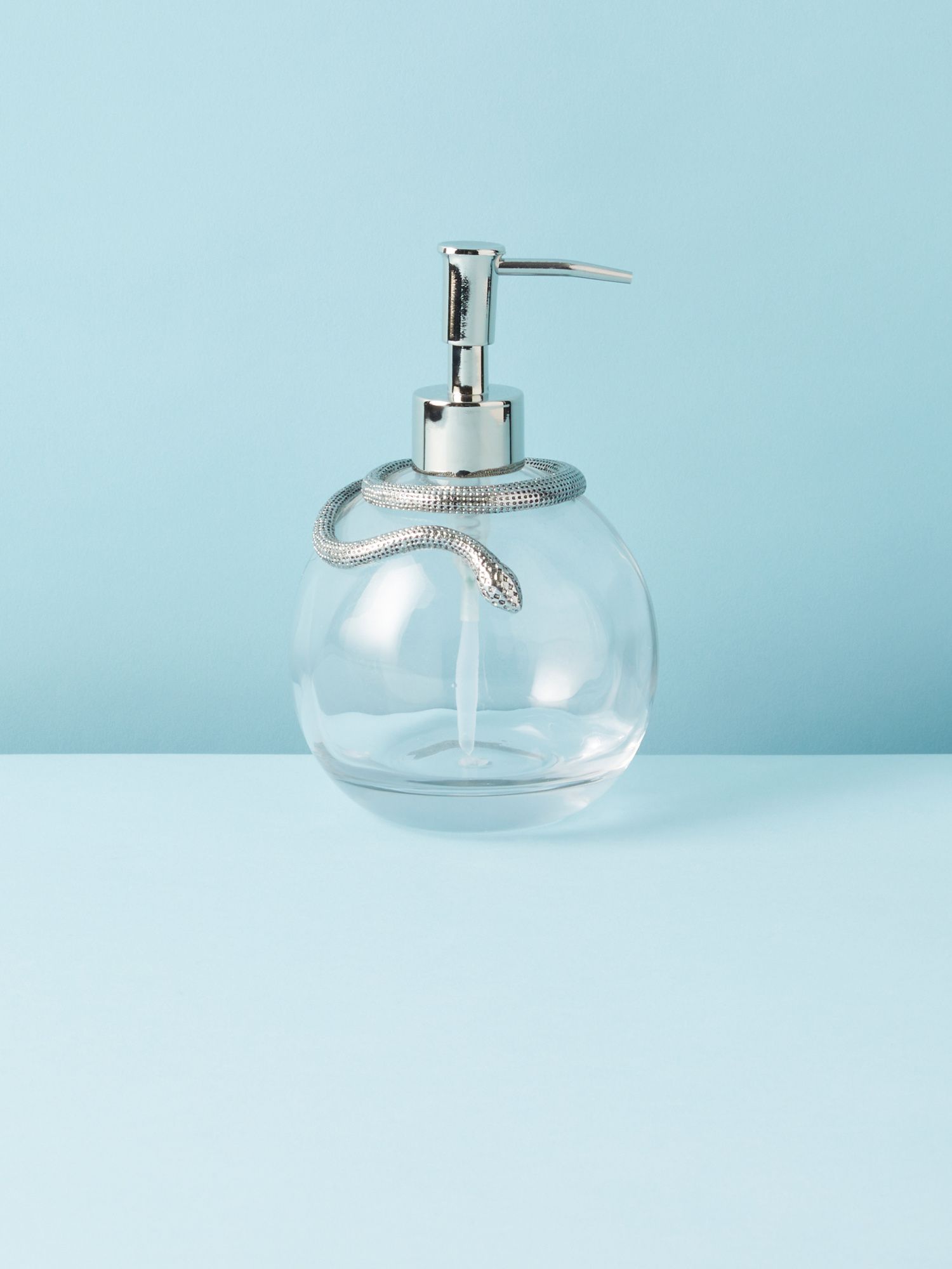 7in Glass Snake Soap Dispenser With Metal Top | HomeGoods