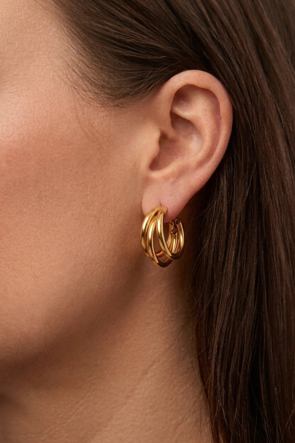 Gold Plated Triple Hoop Earrings | Boohoo.com (UK & IE)