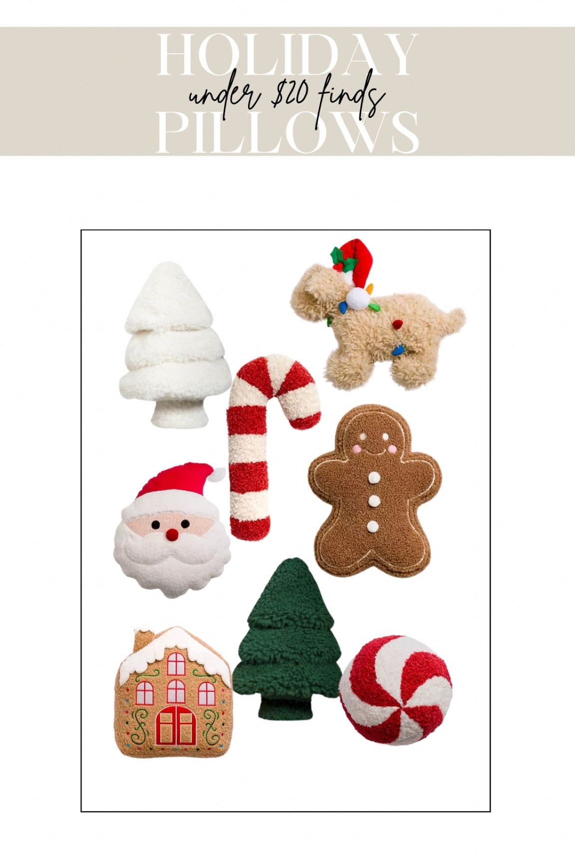 Holiday pillows under $20 sale finds!🎄 // gingerbread man, ginger house + candy cane are a great inspo find from pottery barn 

#holidayhomedecor #holidaydecor #christmasdecor #mrspicepillow #gingerbreadpillows #gingerhousepillows #candycanepillows #christmastreepillows #santapillows #peppermintpillows #targetpillows #targethome #targetfinds #christmaspillows #potterybarndupe #candycanelookforless #lookforless #dupefinds #christmasdecoration #cyberweeksale #kirklandshome #kirklandsholiday #kirklandssale #kirklandpillows #pillows #holiday #christmas #homefinds #seasonalfinds #affordablefinds #ltkhome #ltkgiftguide #ltkcyberweek #ltkholiday 

#LTKsalealert #LTKHolidaySale #LTKSeasonal