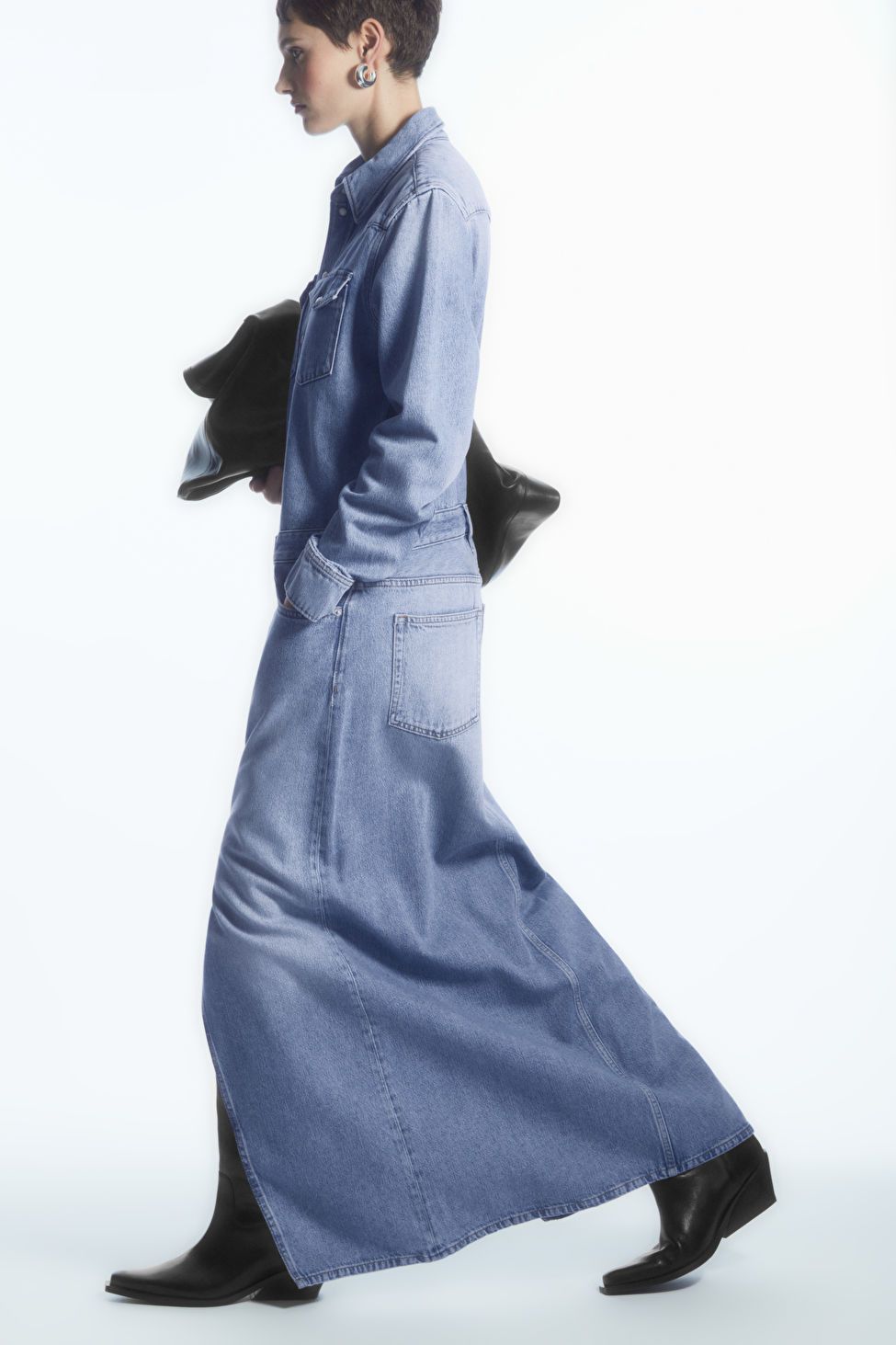 DENIM MAXI SHIRT DRESS - DUSTY LIGHT BLUE - Dresses - COS | COS (US)